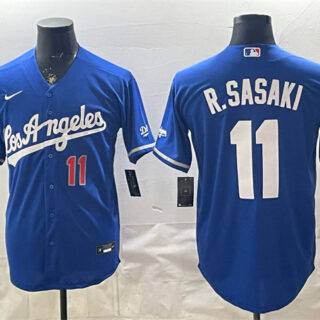 Men's Los Angeles Dodgers #11 Roki Sasaki Royal Alternate Stadium Stitched Baseball Jersey