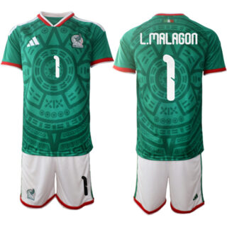 Men's Mexico Green #1 Luis angel Malagon 2026 World Cup Home Soccer Jersey Suit