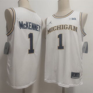 Men's Michigan Wolverines #1 Trey McKenney White 2026 Vapor Limited Stitched Football Jersey