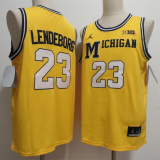 Men's Michigan Wolverines #23 Yaxel Lendeborg Yellow 2026 Vapor Limited Stitched Football