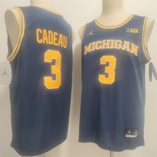 Men's Michigan Wolverines #3 Elliot Cadeau Navy 2026 Vapor Limited Stitched Football Jersey