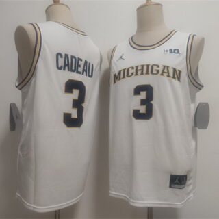 Men's Michigan Wolverines #3 Elliot Cadeau White 2026 Vapor Limited Stitched Football Jersey