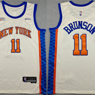 Men's New Yok Knicks #11 Jalen Brunson Cream 2025 26 City Edition Stitched Basketball Jersey