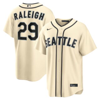 Men's Nike #29 Cal Raleigh Cream Seattle Mariners Alternate Jersey