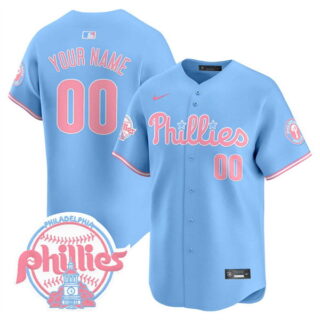 Men's Philadelphia Phillies Active Player Custom Bubblegum Light Blue Vapor Premier Limited Stitched Jersey