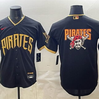 Men's Pittsburgh Pirates Team Big Logo Black 2026 City Connect Stadium Stitched Baseball Jersey