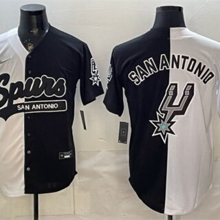 Men's San Antonio Spurs Team Big Logo White Black Stitched Jersey