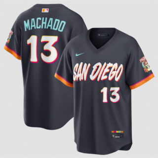 Men's San Diego Padres #13 Manny Machado Obsidian 2026 City Connect Stadium Stitched Baseball Jersey