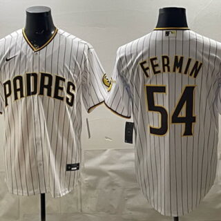 Men's San Diego Padres #54 Freddy Fermin White Cool Base Stitched Baseball Jersey