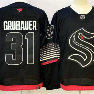 Men's Seattle Kraken #31 Philipp Grubauer Black 2026 Alternate Stitched Hockey Jersey