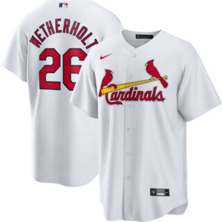 Men's St. Louis Cardinals #26 JJ Wetherholt White Home Stitched Baseball Jersey