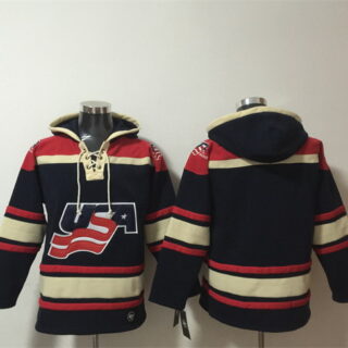 Men's Team USA Black Ageless Must-Have Lace-Up Pullover Hoodie