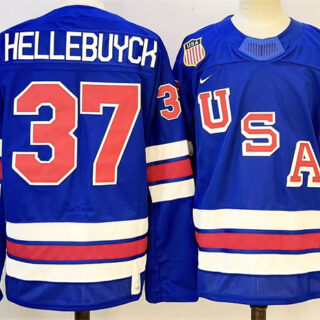 Men's USA #37 Connor Hellebuyck Royal 2025-2026 Stitched Jersey