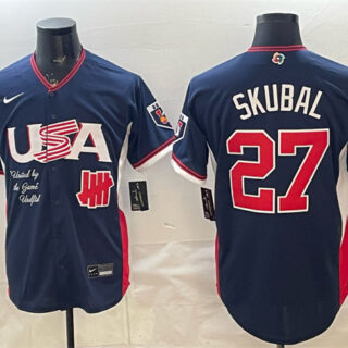 Men's USA Baseball x Undefeated #27 Tarik Skubal Navy 2026 World Baseball Classic Stadium Stitched Jersey