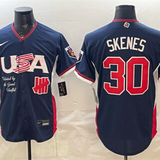 Men's USA Baseball x Undefeated #30 Paul Skenes Navy 2026 World Baseball Classic Stadium Stitched Jersey