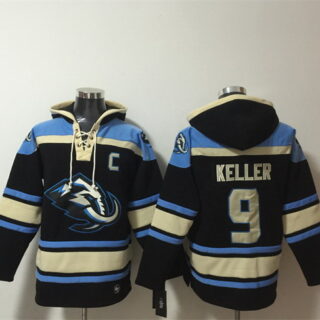 Men's Utah Mammoth #9 Clayton Keller Black Blue Ageless Must-Have Lace-Up Pullover Hoodie