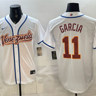 Men's Venezuela Baseball #11 Maikel Garcia White 2026 World Baseball Classic Home Stadium Stitched Jersey