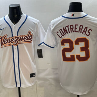 Men's Venezuela Baseball #23 William Contreras White 2026 World Baseball Classic Home Stadium Stitched Jersey