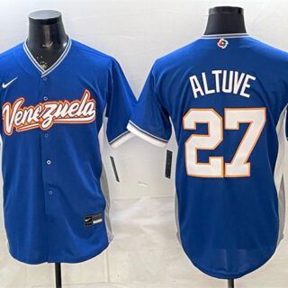 Men's Venezuela Baseball #27 Jose Altuve Royal 2026 World Baseball Classic Road Stadium Stitched Jersey