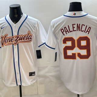 Men's Venezuela Baseball #29 Daniel Palencia White 2026 World Baseball Classic Home Stadium Stitched Jersey