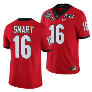 Men's Georgia Bulldogs #16 Lewis Cine 2021 22 CFP National Champions Red College Football Stitched Jersey