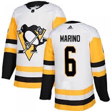 Men's Penguins #6 Marino White Authentic Stitched Hockey Jersey