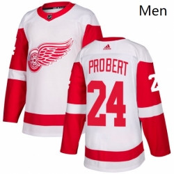 Men's Adidas Detroit Red Wings 24 Bob Probert Authentic White Away NHL Jersey