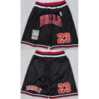 Mens Chicago Bulls #23 Michael Jordan Black Shorts (Run Small)