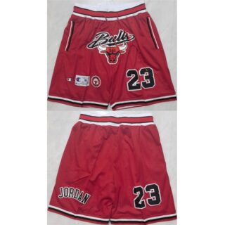 Mens Chicago Bulls #23 Michael Jordan Red Shorts (Run Small)
