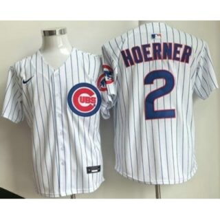 Men's Chicago Cubs #2 Nico Hoerner White Limited Cool Base Jersey