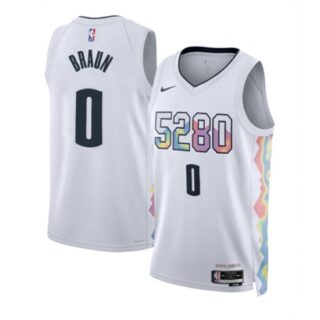 Men's Denver Nuggets #0 Christian Braun White 2024-25 City Edition Stitched Basketball Jersey
