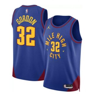 Men's Denver Nuggets #32 Aaron Gordon Blue Statement Edition Stitched Basketball Jersey