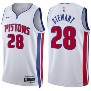 Men's Detroit Pistons #28 Isaiah Stewart White Association Edition Stitched Basketball Jersey