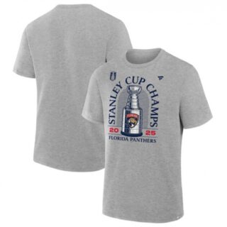 Men's Florida Panthers Heather Gray 2025 Stanley Cup Champions Locker Room T-Shirt