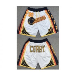 Mens Golden State Warriors #30 Stephen Curry White Shorts(Run Small)