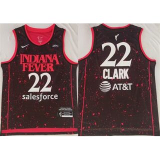 Men's Indiana Fever #22 Caitlin Clark Black Red Stitched Jersey