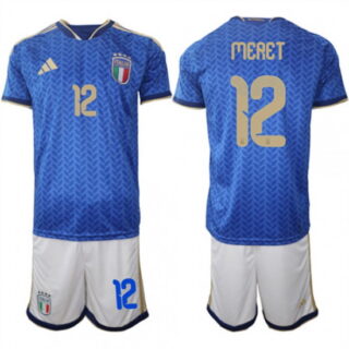 Men's Italy #12 MERET National Team FIFA x World Cup 2026 Home Blue On Field Jerseys
