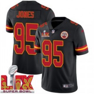 Men's Kansas City Chiefs Chris Jones #95 Black 2024 2025 Super Bowl LIX F U S E Stitched Jersey