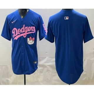 Men's Los Angeles Dodgers Blank Blue Hello Kitty 2025 World Series Champions Limited Jersey