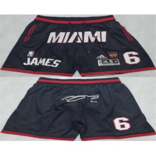 Men's Miami Heat #6 LeBron James Black Just Don Shorts