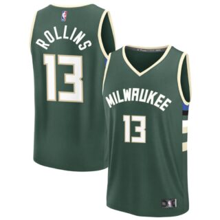 Men's Milwaukee Bucks #13 Ryan Rollins Jersey Jersey Icon Edition Green