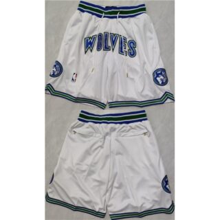 Mens Minnesota Timberwolves White Shorts (Run Small)