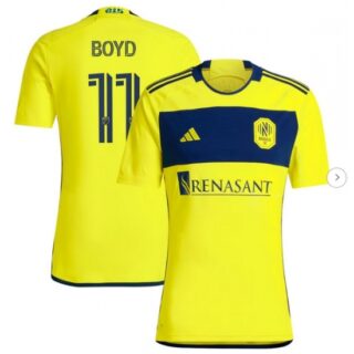Men's Nashville SC Tyler Boyd adidas Yellow 2024 The 615 Kit Replica Player Jersey