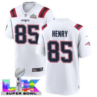 Men's New England Patriots #85 Hunter Henry White 2025 2026 Super Bowl LX F U S E Stitched Jersey