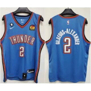 Men's Oklahoma City Thunder #2 Shai Gilgeous-Alexander Blue With NO.6 Stitched Basketball Jersey