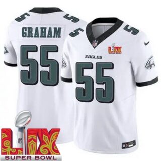 Men's Philadelphia Eagles Brandon Graham #55 White 2024 2025 Super Bowl LIX F U S E Stitched NFL Jersey