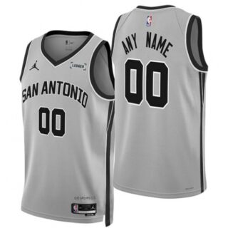 Men's San Antonio Spurs Active Player Custom Silver 2025-26 Statement Edition Stitched Basketball Jersey