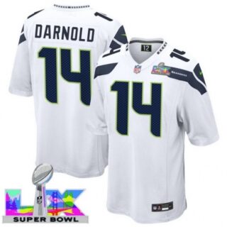 Men's Seattle Seahawks #14 Sam Darnold White 2025 2026 Super Bowl LX F U S E Stitched Jersey