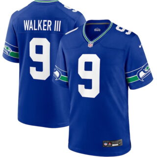 Men's Seattle Seahawks #9 Kenneth Walker III Royal Throwback Player Game Jersey