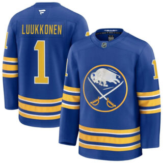Men's #1 Ukko-Pekka Luukkonen Royal Buffalo Sabres Jersey